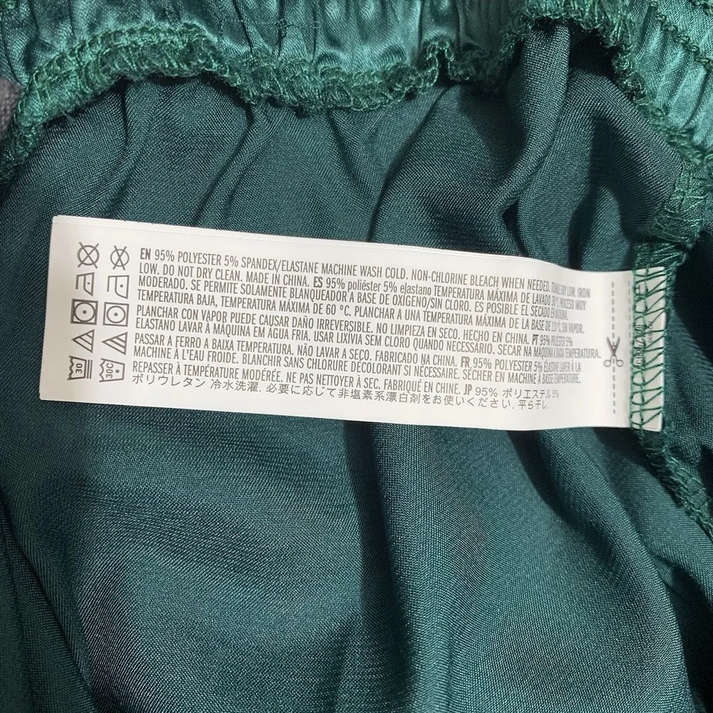 Forever 21 Jogger Pants‎ Women S Green Satin Elastic Waist Drawstring High Rise